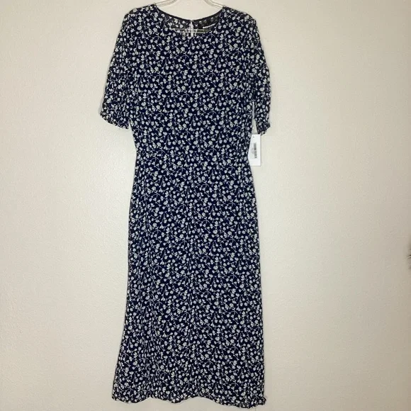 Reformation NEW Prima Midi Dress Navy Floral NWT Sz 8 - Picture 2 of 10